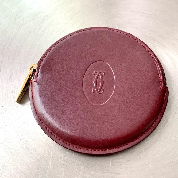 Cartier Handbags - Authentic Vintage Cartier Leather Coin Purse burgundy designer wallet pouch